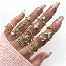 2020, винтажные золотые кольца с кристаллами и опалом, геометрические кольца для женщин, новые модные регулируемые кольца в стиле бохо, женские свадебные подарки на день Святого Валентина 2024 - купить недорого