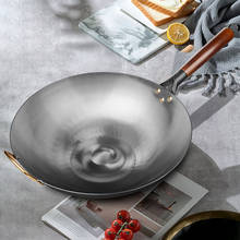 Panela de ferro chinesa gabarito wok, cozinha artesanal sem revestimento panela de ferro fundido 2024 - compre barato