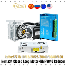 12Nm Nema34 86MM Closed Loop Stepper Motor Drive Hybird With Encoder & NMRV040 Worm Gear Reducer Reduction & Power Supply Kit 2024 - buy cheap