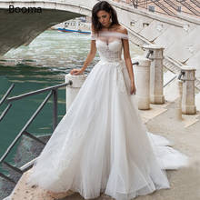 Simple Dot Tulle Wedding Dresses 2020 Sweetheart Illusion Lace Bride Dresses Off the Shoulder Appliques Long Wedding Gowns 2024 - buy cheap