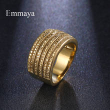 Emmaya-anillo de oro con pequeñas piedras cúbicas para mujer, sortija, estilo Noble, elegante, para fiesta 2024 - compra barato