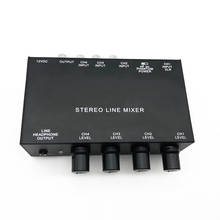 Mixer de linha mx500 4 canais com adaptador de energia, suporte para saída de fone de ouvido, ultra-compacto, baixo ruído, mixer de áudio estéreo 2024 - compre barato
