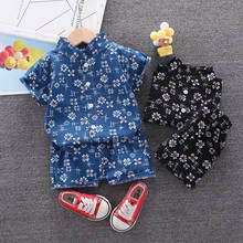 Children's Clothing 2022 Summer New lapel Shirt Set Printed Boys Short-sleeve Shirt Suit Kids Clothes Infant Baby 2pce 1-5 Years 2024 - buy cheap