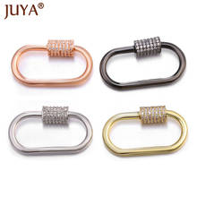 28*16mm Oval Inlaid Zircon Clasps Solid Carabiner Jewelry Accessories For Fashion Girls Handmade Necklace Making Supplies 2024 - buy cheap