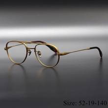 Limited Edition Vintage Original Quality Ultralight Pure Titanium Eyeglass Frame Key Classical Pilot Round Eyewear Women Men 2024 - buy cheap