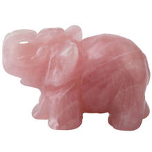 Figura de elefante de cristal rosa, estatua de piedra de bolsillo de Animal, decoración de Artware, cristal Rosa Natural, ornamento de Jade tallado 2024 - compra barato