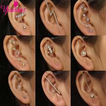 Vintage Cubic Zirconia Ear Clip Crystal Lightning Ear Hook Women's Earrings Women Piercing Ear Muffs Climber Jewelry Pendientes 2024 - buy cheap