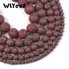 WLYeeS Dark Red Volcanic Rock Lava Stone Beads Natural Round Loose Spacer Bead For Jewelry Making DIY Bracelet 15" 4 6 8 10 12MM 2024 - buy cheap