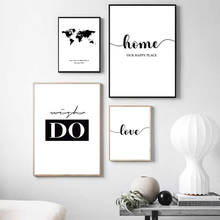 Pintura en lienzo con lema "Love Home", carteles nórdicos e impresiones minimalistas, cuadros artísticos de pared para sala de estar, color blanco y negro 2024 - compra barato
