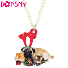 Bonsny-collar con colgante de gato persa para mujer, Niña y Adolescente, cadena de acrílico, joyería de animales para fiesta, regalo de decoración 2024 - compra barato