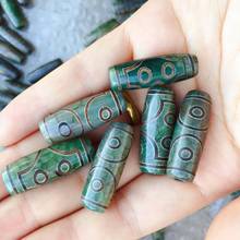 Cuentas de piedra verde y gris Vintage para mujer, joyería de Buda, piedra Natural de siete ojos, Dzi tibetano, cuentas de Agat curativas de Reiki, 30mm, 1 ud. 2024 - compra barato