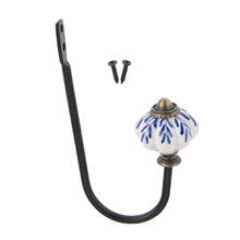 Gancho de porcelana montado en la pared, colgador con tornillo blanco y azul para decoración de cerámica, abrigo, llave, bolsa, toalla, soporte para sombrero, baño y cocina, 122mm 2024 - compra barato