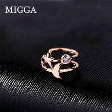 MIGGA-pendiente de zirconia cúbica para mujer, arete de Color oro rosa con Clip, piedra, estrella, 1 unidad 2024 - compra barato