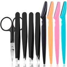 Eyebrow Blades Face Tweezer Set Hair Removal Trimmer Eye Brow Tongs Scissors Hair Removal Cutter Safety Razor Cosmetic Tool 2024 - buy cheap