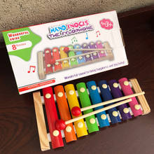 Juguete de instrumentos educativos de madera, juego Musical creativo de 8 notas, xilófono, Piano colorido para golpear a mano, juguete Montessori, regalo de Navidad 2024 - compra barato