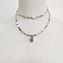 Women Bohemian Fashion Colourful Beads Necklace Natural Pearl Seed Bead Handmade Rainbow Choker Accessories Jewelry 2022 New 2024 - buy cheap