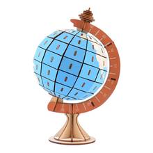 Diy brinquedos globo 3d quebra-cabeça de madeira brinquedo conjunto modelo kits de artesanato de madeira decoração de mesa para crianças 2024 - compre barato