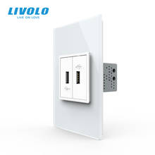 Livolo Multi Plug US Standard TV Internet Wall Socket White Pearl Crystal Glass Panel USB Socket 119mm 2024 - buy cheap