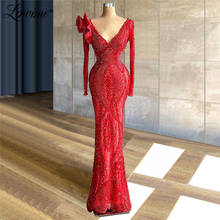 Lowime Dubai-vestido de noche de lujo con cuentas brillantes, manga larga, talla grande, árabe, para fiesta, 2021 2024 - compra barato
