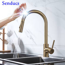 Gold Touch Kitchen Faucet Senducs Pull Down Kitchen Sink Faucet Quality 304 Stainless Steel Touch Gold Kitchen Mixer Tap 2024 - buy cheap