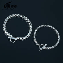 EyeYoYo 4/6mm Width Casual Box Chain Bracelets for Men Never Fade Stainless Steel Link Bracelet Male Pulseira 2024 - buy cheap