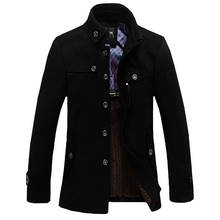 Зимняя шерстяная куртка для мужчин, повседневная, утолщенная, стоячий воротник, пальто Casaco Masculino Palto, Мужская ветровка, пальто, шерстяной Тренч 2024 - купить недорого