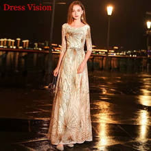 вечернее платье Elegant Half Sleeve A-Line Evening Dresses O-Neck Sequin Party Gown Vestido De Fiesta De Boda Floor Length 2024 - buy cheap