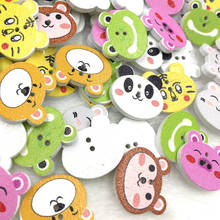 Botões de madeira animal gato panda porco tigre costura botões artesanatos 2 buracos para scrapbooking produtos para crianças wb380 2024 - compre barato
