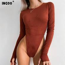 INGOO Long Sleeve Sexy Suede Bodysuit Women Autumn Stretchy Skinny Street Style Body Top Casual Basic O Neck Elegant Bodysuits 2024 - buy cheap