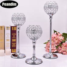 PEANDIM Floor Standing Candle Holders Set 3pcs/Lot Crystal Candlestick Shiny Silver Plated Party Table Wedding Centerpieces 2024 - купить недорого