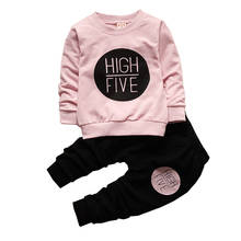Spring Autumn Baby Girls Long Sleeve Shirts + Pants Outfits Clothes Toddler Kids Cartoon letters Casual Suits Children Clothing 2024 - buy cheap