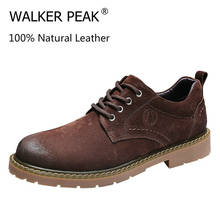 100% Genuine Leather Oxfords Shoes Men Cow Leather Casual Shoes Male Outdoor High Quality Mens Flats Lace-Up Footwear Walkerpeak 2024 - buy cheap