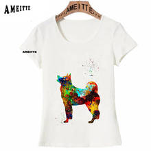 Clever Naughty American Akita Dog Breed Colorful Print T-Shirt Fashion Women Casual T-Shirt Summer Girl Casual Tees White Tops 2024 - buy cheap