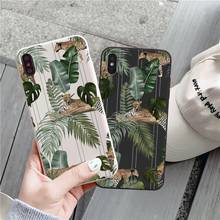 Tropical plant Leopard Phone Case For Iphone 7 XS XR X 8 6S 7 Plus 13 12 11 Pro MAX Luxury Soft Back Cases Colorful Shell Cover 2024 - buy cheap