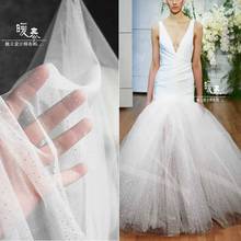 Round Dots Glitter Tulle Fabric White DIY Headdress Veil Background Decor Gown Skirt Wedding Dress Designer Fabric 2024 - buy cheap