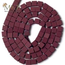 4*4mm 90pcs Natural Stone Wine Red Hematite Stone Matte Rubber Squar Beads Space Loose Beads For Jewelry Making Diy Bracelet 15" 2024 - buy cheap