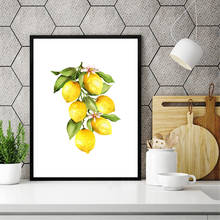 Pintura al óleo de limones de alta definición, impresiones de arte de pared de cocina en la rama, imágenes de frutas, poste de decoración para habitación del hogar 2024 - compra barato