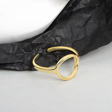 Anillo minimalista Irregular hueco de elipse para mujer, sortija abierta geométrica de Color dorado y plateado 2024 - compra barato