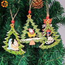Ornamentos em madeira para decoração, pingentes em forma de árvore de natal, shopping, decoração para casa, árvore de natal, decoração para festa de natal, 3 pçs 2024 - compre barato