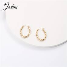 Joolim  2020 Gold Jewelry Twisted Stainles Steel Hoop Earring 2024 - buy cheap
