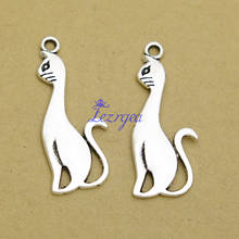 30pcs/lot--34x13mm, Antique silver plated cat charms,DIY supplies,Jewelry accessories 2024 - buy cheap