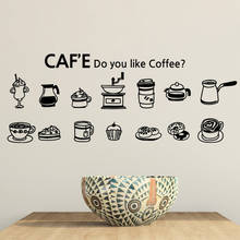 Lançamento decalque de parede vinil café bolo copo café adesivo de parede mural arte cafeteria bar decoração de vidro 2024 - compre barato