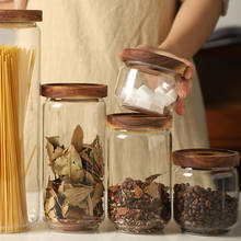Frascos de vidrio sellados con tapas de bambú, botellas de almacenamiento a prueba de humedad, resistentes al calor, para galletas, dulces, café, navidad 2024 - compra barato