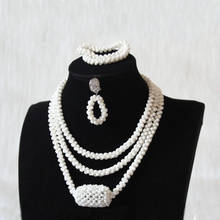 4UJewelry Fine Jewelry Sets For Women White Real Coral Beads 3 Layers Jewellery Set For African Women Free Shipping 2020 Newest 2024 - buy cheap