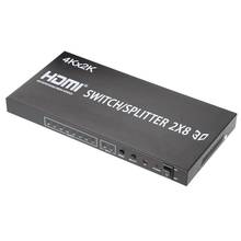 2X8 HDMI 3D True Matrix переключатель сплиттер 2 в источник 8 Выход дисплей с дистанционным 4 к 2 к ЕС PLUG 2024 - купить недорого