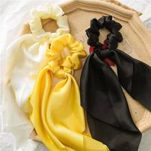 Women Girl Bow Satin Ribbon Ponytail Scarf Hair Tie Rope Scrunchies Elastic Band Ponytail Holder Hair Band Headwear 2024 - buy cheap