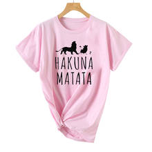 2019 женская футболка с буквенным принтом Hakuna, летняя женская футболка с коротким рукавом, повседневные хлопковые топы размера плюс 2024 - купить недорого