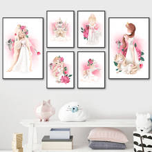 Girl Unicorn Bird Rose Flower Leaf Crown Castle Wall Art Canvas Painting Nordic Posters And Prints Wall Pictures Kids Room Decor 2024 - buy cheap