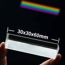 30x30x60mm Rainbow Triangular Prism Optical Prisms Glass Physics Teaching Refracted Light Spectrum Children Students Present 2024 - buy cheap