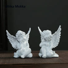 Figuras de Ángel de resina para decoración del hogar, figuritas de Ángel Blanco dorado, hermoso, regalo de boda, para sala de estar, 2 unids/set por Set 2024 - compra barato